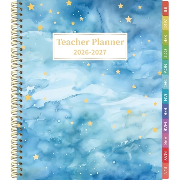 Teacher Planner 2026-2027 Weekly and Monthly Teacher Planner 2026-2027 Academic Year, July 2026 - June 2027, 8.7" x 10.8", Lesson Planner Book with -Wire Binding & Tabs for Teachers - Blue