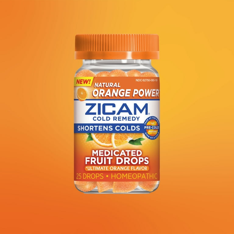 Zicam Zinc Cold Remedy Medicated Fruit Drops Ultimate Orange