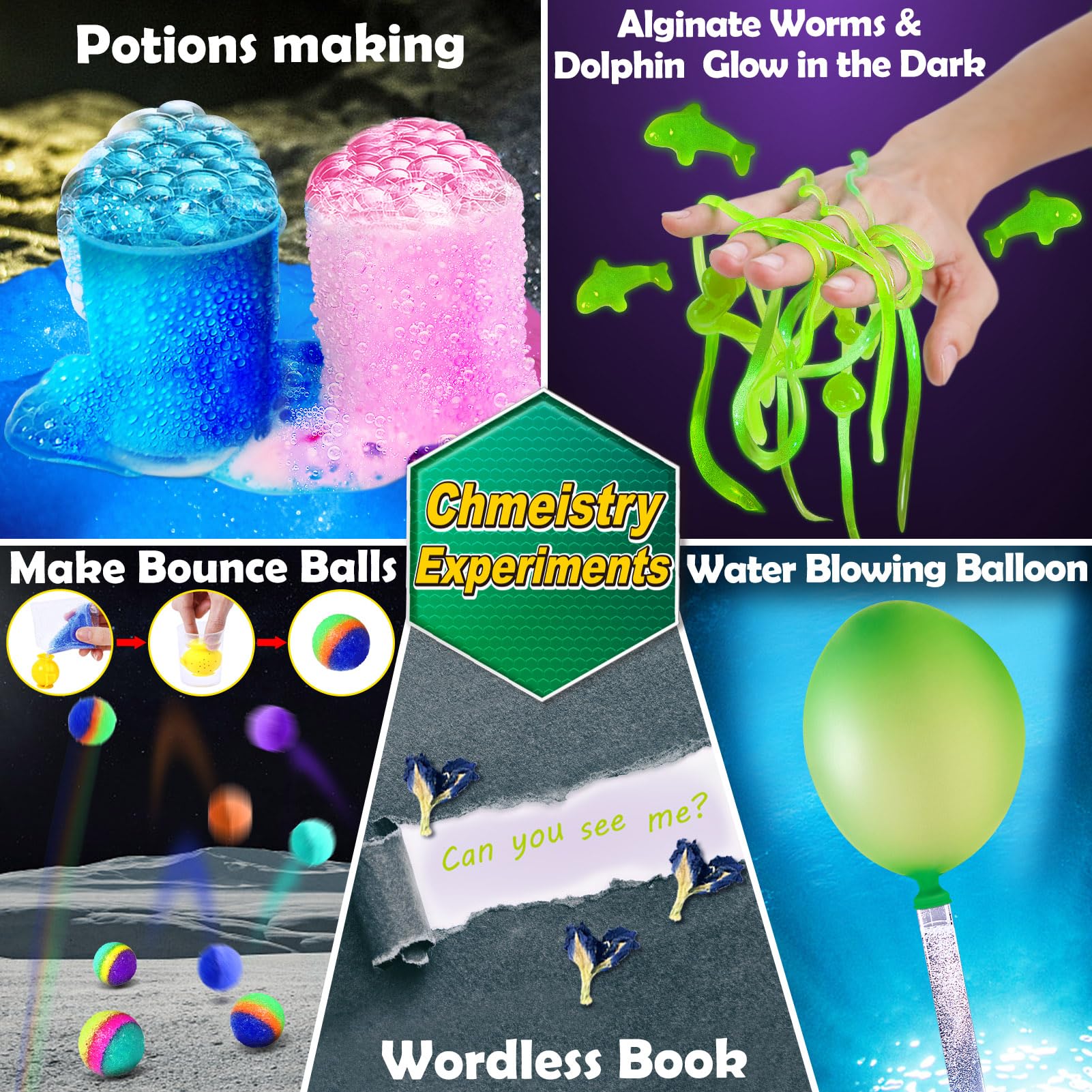UNGLINGA Plus de 260 kits d'expériences scientifiques pour enfants, volcan, kit de construction chimique, jouets d'activités STEM, cadeaux pour garçons et filles