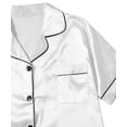 thumbnail image 3 of Ensemble de Pyjama 2 Pcs en Satin pour Femmes, Bouton avant, Manches Courtes, 3 of 6