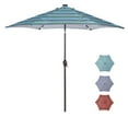 thumbnail image 1 of [2 day delivery] Outdoor Patio 8.7-Feet Market Table Umbrella with Push Button Tilt and Crank, Blue Stripes With 24 LED Lights[Umbrella Base is not Included], 1 of 9
