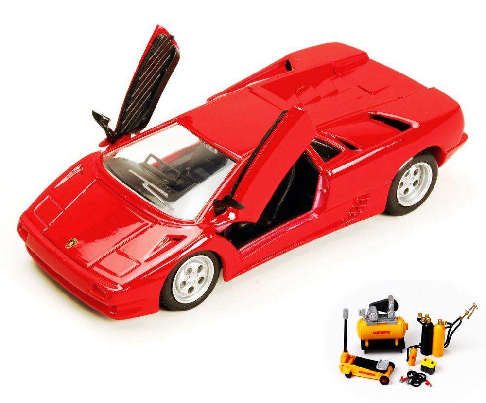 Diecast Car & Mechanic Set Package Diablo Hard Top, Red