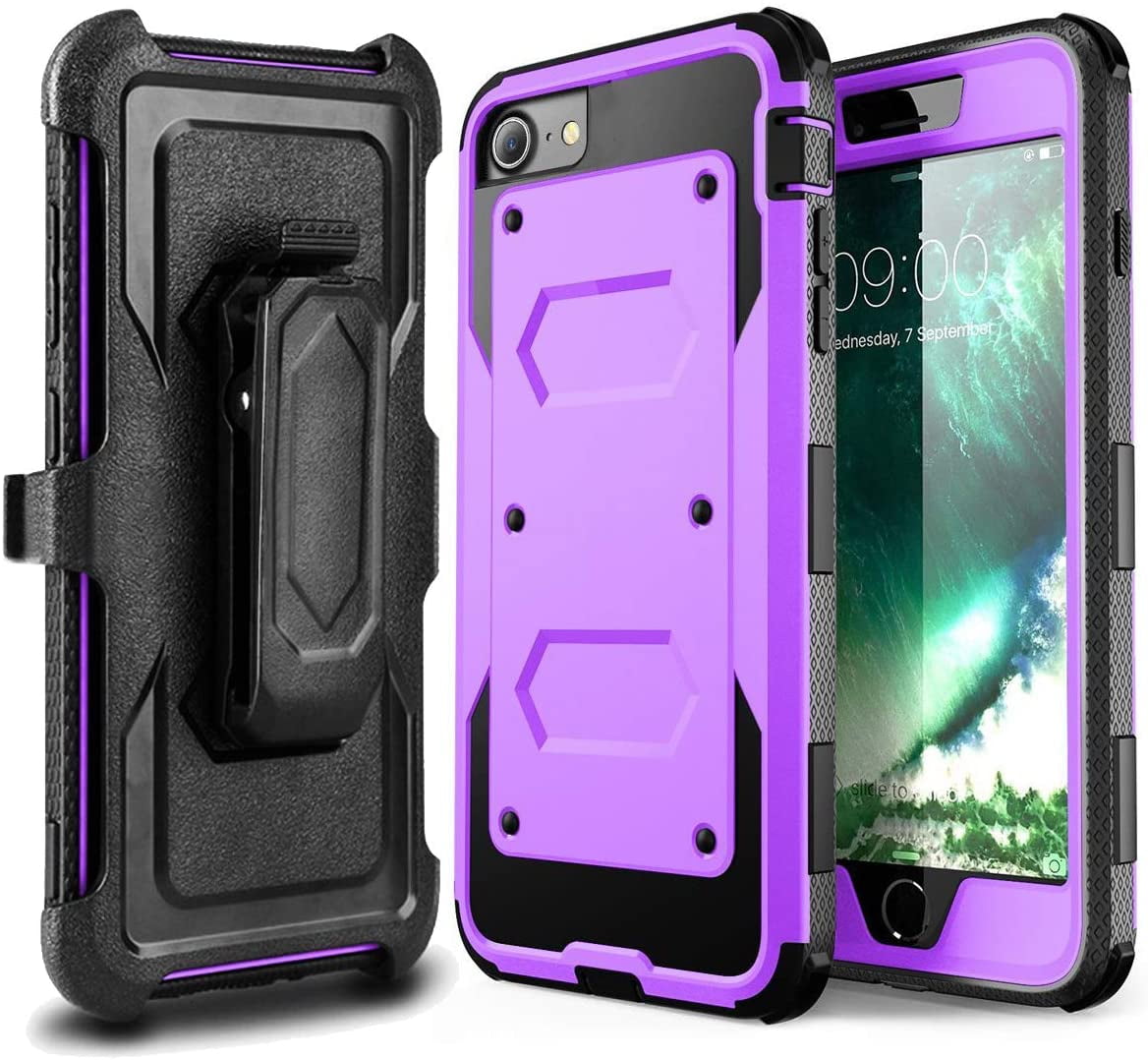 FIEWESEY for iPhone Se 2022 Case,Rugged Holster Armor Cover[Heavy Duty