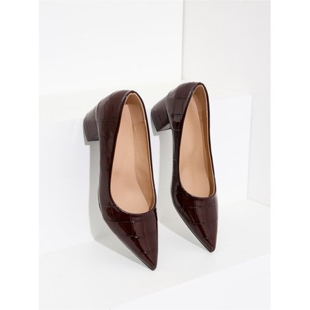 

Embossed Chunky Heeled Court Pumps Women‘s Footwear