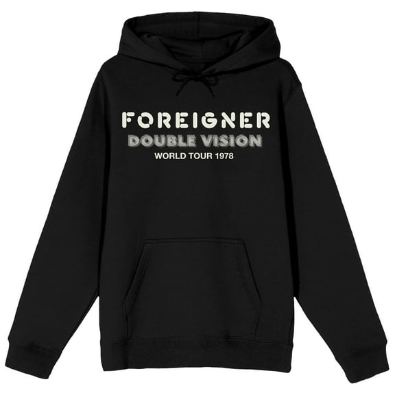 Foreigner Double Vision World Tour 1978 Adult Black Graphic Hoodie-XXL