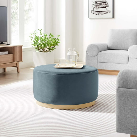 Tilden Ottoman in Cadet Blue Natural