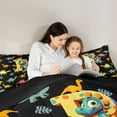 thumbnail image 4 of Manfei Initial Letter R Bedding Comforter Set 7 Pieces,Cute Dinosaur King Bedding Sets,Pink Black Bed Sheets For Boys,Breathable Bedroom Decoration Reversible, 4 of 7