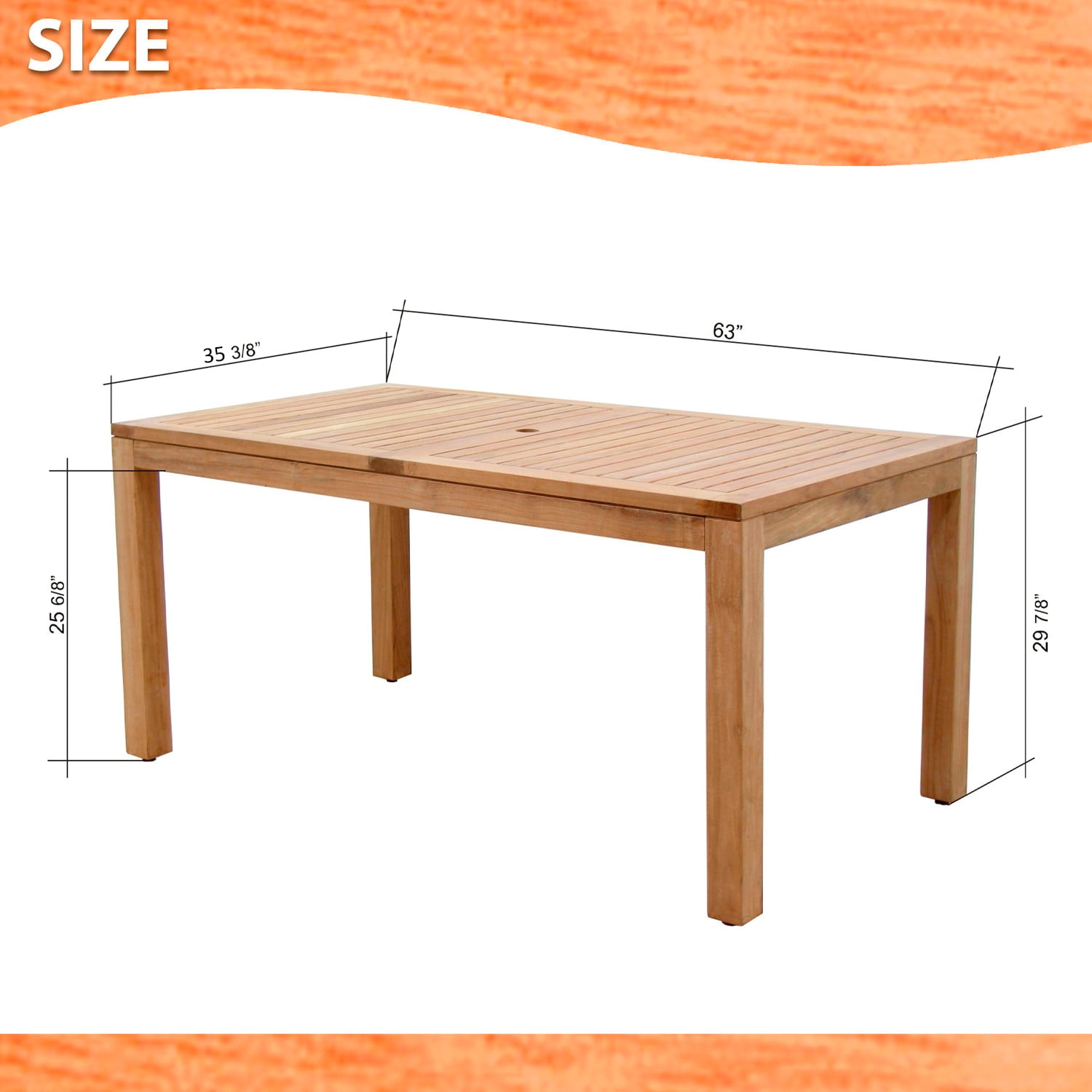 Amazonia Van Buren 7 Pieces Certified Teak Rectangular Outdoor Dining Set, Ideal for Patio, Seating Capacity: 6