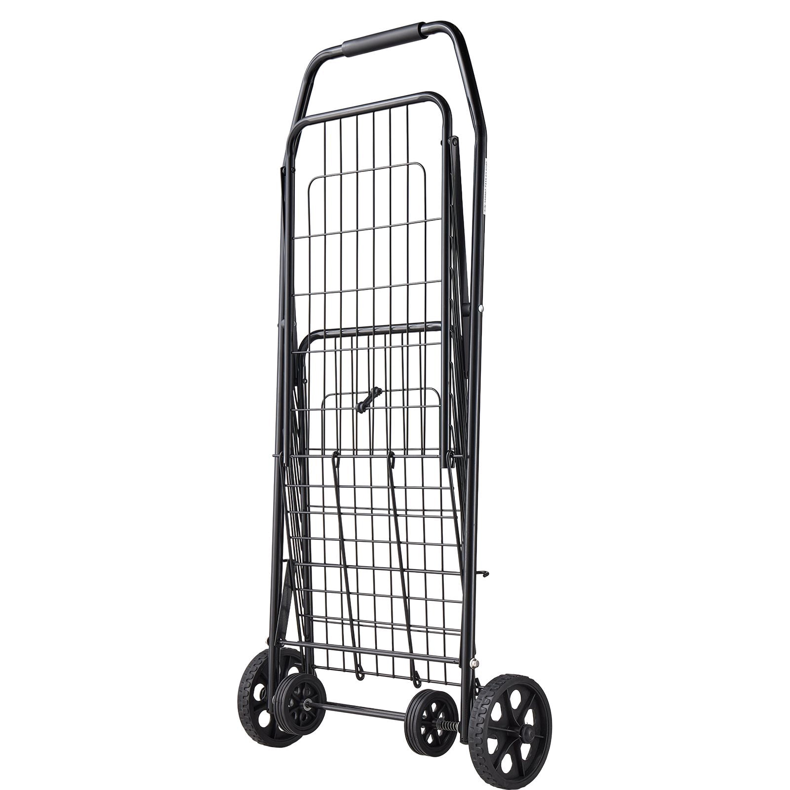 Shopping Cart, Folding Grocery Utility Cart with Swivel Wheels, 90 LBS Large Load Capacity, Heavy Duty Rolling Laundry Basket Butler for Laundry, Shopping, Camping, Grocery, Luggage, Black