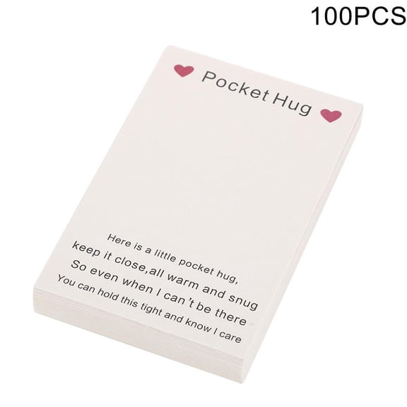 100pcs Pocket Hug Cards, 2.36 X 3.54 Inch Pocket Hug Backing Cards, Heart Pocket Hug Gift Card Blank, Pocket Hug Greeting Card Keepsake Gifts, DIY Thinking of You Love Gift for Family Friends