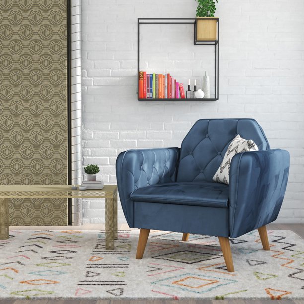 Novogratz Teresa Memory Foam Accent Chair, Living Room Furniture, Blue