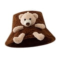 thumbnail image 4 of BLESIYA Women Fleece Bucket Hat 3D Stuffed Bear Bucket Hat Fashion Casual Fisherman Caps Coffee, 4 of 8