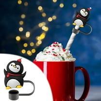TERGAYEE Straws Christmas Straw Covers Cap for Cup 10mm Christmas Straw Toppers for Tumblers Accessories Reusable Straw Cap Stopper for Straws Tip Lids Party Supplies