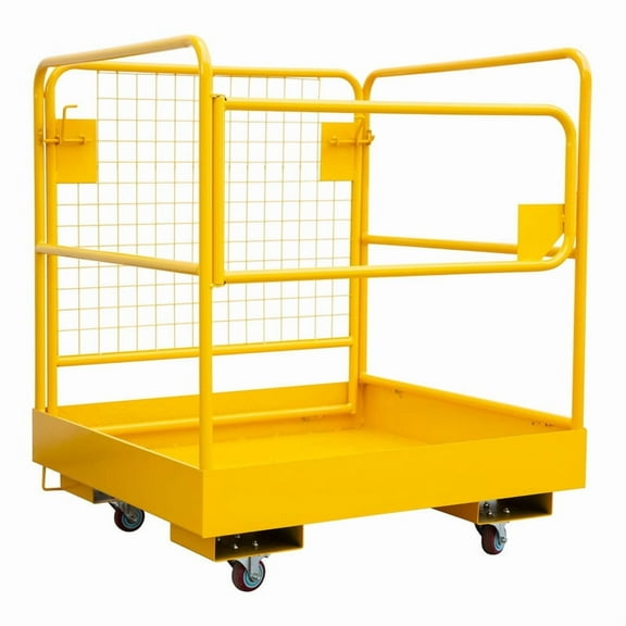Towallmark Forklift Work Platform, 36x36 Inch OSHA Compliant Safety Cage, 1200LB Capacity Mobile Lift Basket With Swivel Casters, Heavy Duty Elevated Access Platform