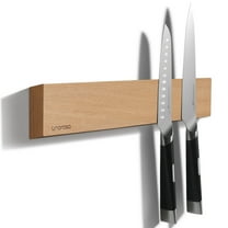 Linoroso 16.5'' Magnetic Knife Bar, Powerful Beech Wood Magnetic Knife Strip Knife Rack for Kitchen Knives & Tools