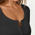 thumbnail image 5 of Women's Long Sleeve Henley Ribbed Fall Top Casual Winter T-Shirt, 5 of 9