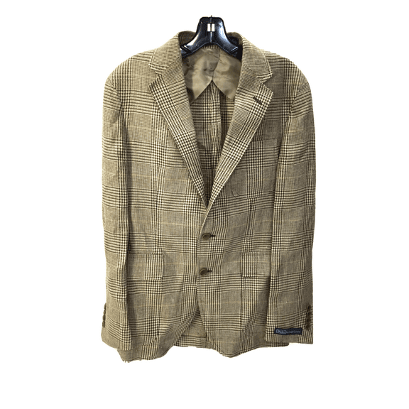 Polo By Ralph Lauren Men's Linen Plaid Coat  Tan 38R