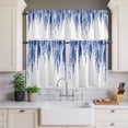 thumbnail image 3 of Kitchen Window Curtains Valance and Tier Set, Country Blue Willow Leaf Rod Pocket Tier Curtain Valance Set, Watercolor Leaves Light Filtering Cafe Curtains for Bedroom Living Room, 3 of 9