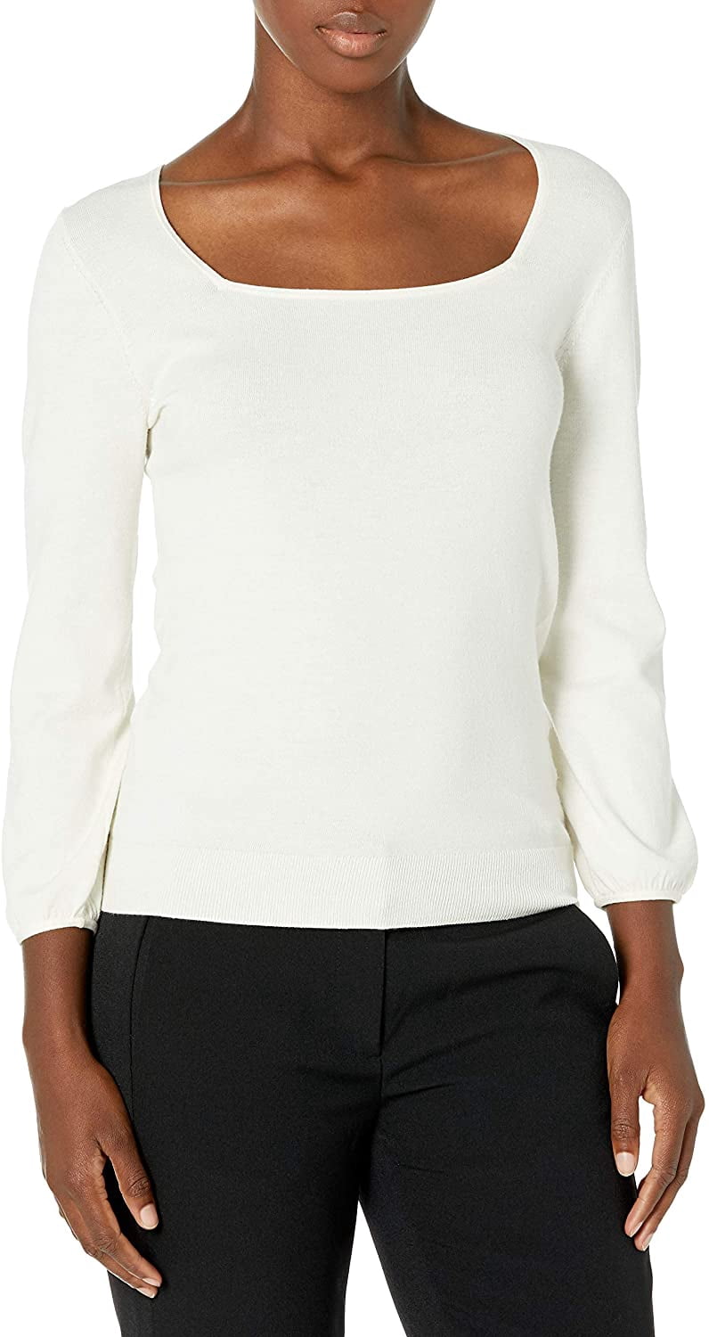 Sleeve Square Neck Sweater Vanilla Ice 