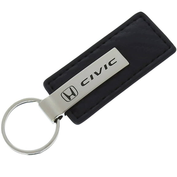 AutoGold Honda Civic Black CF Carbon Fiber Leather Logo Key Chain Ring Tag Fob Lanyard KC1550.CIV
