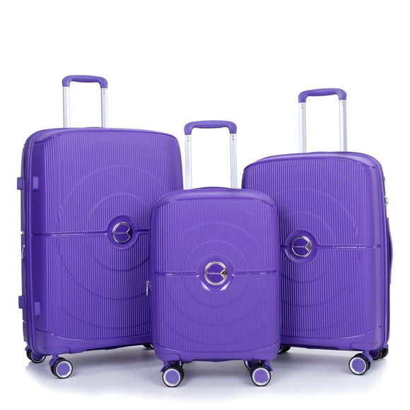 Travelhouse 3 Piece Hardshell Luggage Set Hardside Lightweight Expandable Suitcase with TSA Lock Spinner Wheels,Purple