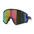 thumbnail image 2 of Mens Super Oversized Block Shield Geometric Bevel Cut Sport Sunglasses Grey Purple Mirror, 2 of 4