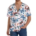 thumbnail image 3 of Honeii 's Retro Butterfly for men's short-sleeved button-up collared shirt featuring a pocket, perfect for beach vacations, and travel adventures., 3 of 5