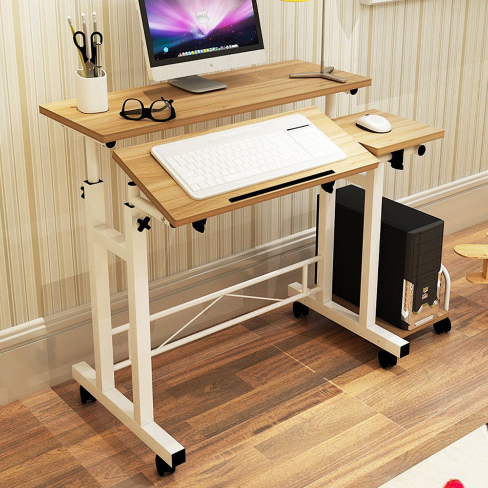 Estink Sturdy Rolling Computer Desk Height And Tilt Adjustable Mobility Work Station Cart Heavy Duty Modern Laptop Table Standing For Home Office Brickseek