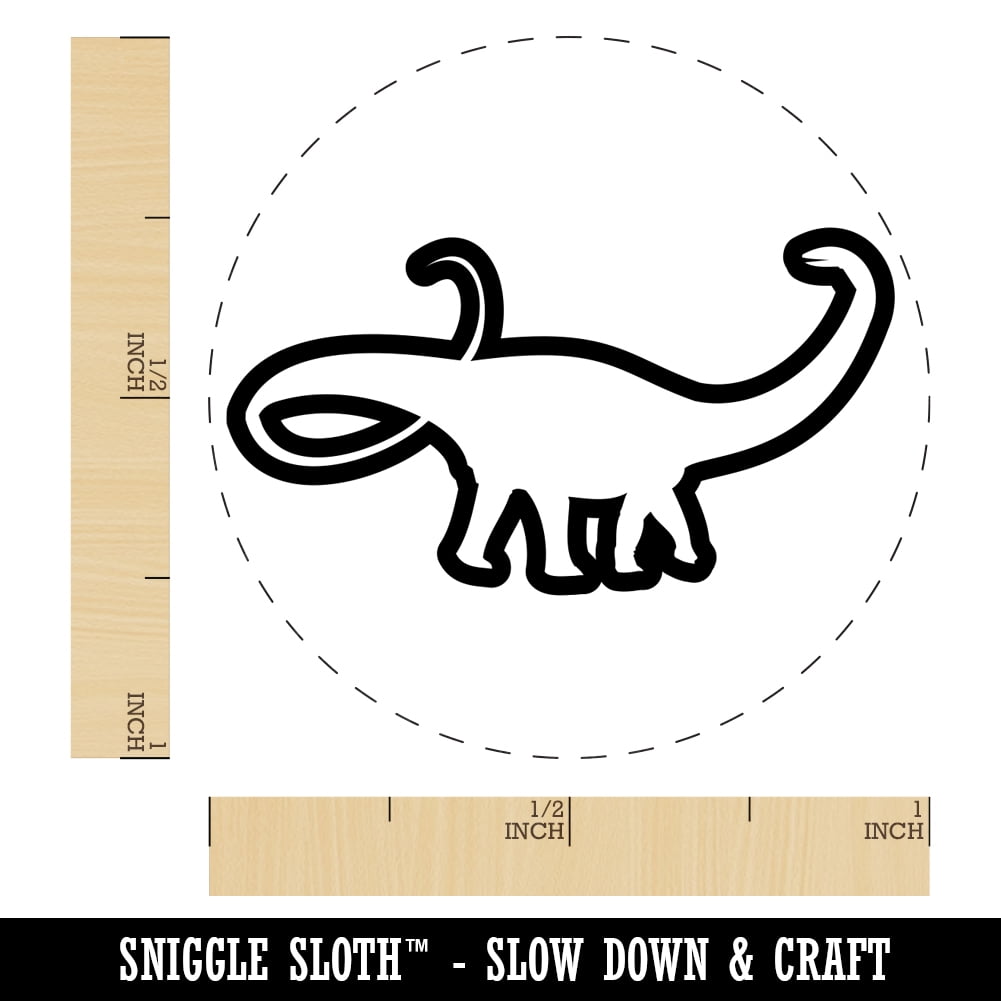 Apatosaurus Dinosaur Outline Self-Inking Rubber Stamp Ink Stamper - Fuchsia Ink - Medium 1 Inch