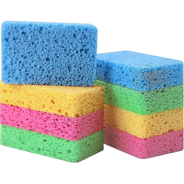 Paquete de 12 esponjas de cocina, esponjas de celulosa comprimidas, antiarañazos, naturales, Szkydv