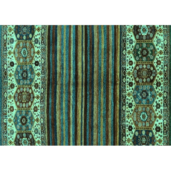 Ahgly Company Indoor Rectangle Abstract Turquoise Blue Modern Area Rugs, 8' x 10'