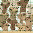 thumbnail image 2 of Ambesonne Fashion Fabric by the Yard Upholstery, Eyes Mouths Noses Artwork, 2 Yards, Pale Chocolate and Camel, 2 of 5