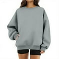thumbnail image 3 of Dwellite Oversized Crewneck Sweatshirts Women Cute Plain Fleece Pullover Sweatshirt No Hood Casual Fall Long Sleeve Basic Tops with Pocket Light Gray 2XL, 3 of 6
