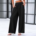 thumbnail image 2 of Xmyrz High Waisted Pants Women Elastic Waist Straight Leg Suitable Loose Pocket Weekend Leisure Lounge Trousers Casual Trouser, 2 of 5