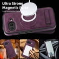 thumbnail image 3 of Dteck Magnetic Case for Google Pixel 9A, Compatible with MagSafe, PU Leather TPU Bumper Shockproof Protective Cover with Kickstand,Darkpurple, 3 of 5