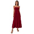 thumbnail image 5 of CIENVNSTG Women's Spaghetti Strap Maxi Dress Summer Sleeveless Dress Casual Boho Tube Top Backless Flowy Long Dresses Wine M, 5 of 6