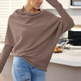 thumbnail image 5 of VISALY Knitted Pullover Sweaters Crochet Sweaters Light Weight Sweaters Casual Long Sleeve Tops Winter Knit Drop Shoulder Sweater Fall Boat Neck Sweater Running Sweatshirts Plain Sweatshirt Coffee S, 5 of 6