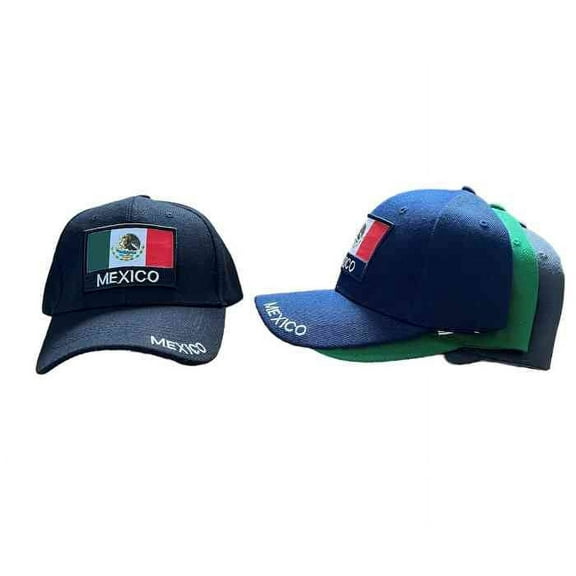 Mexico Mexican Flag Embroidered Baseball Caps - Black Color - Uni-Sex Style -- FREE USA Shipping -- (CapMx301)