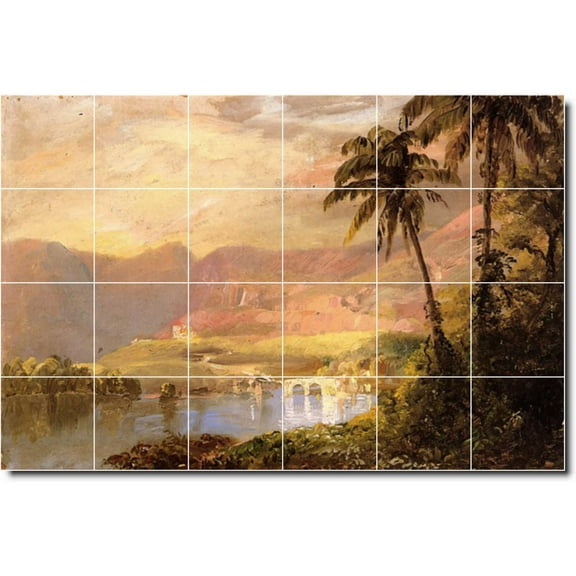 Ceramic Tile Mural-Frederic Church Landscapes Painting 243. 48" w x 32" h using (24) 8 x 8 ceramic tiles