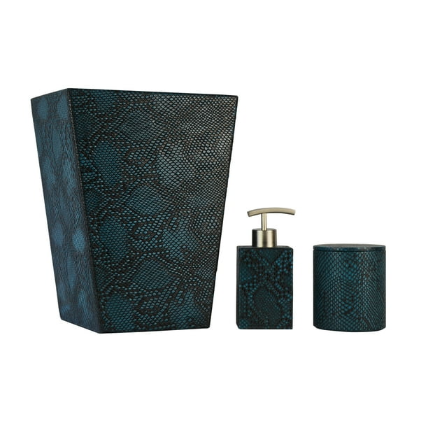 Rembrandt Home Genuine Leather 3Piece Bath Set, Teal Blue, Shower and