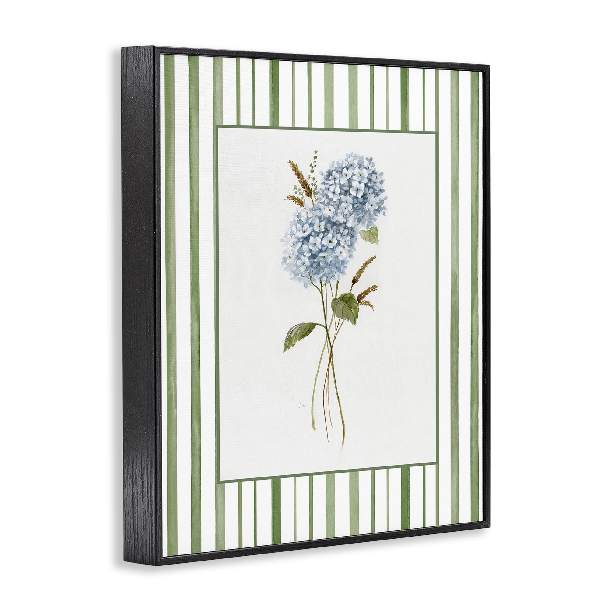 Stupell Industries Blue Hydrangea & Dried Wheat Black Framed Giclee Art, design by Nan
