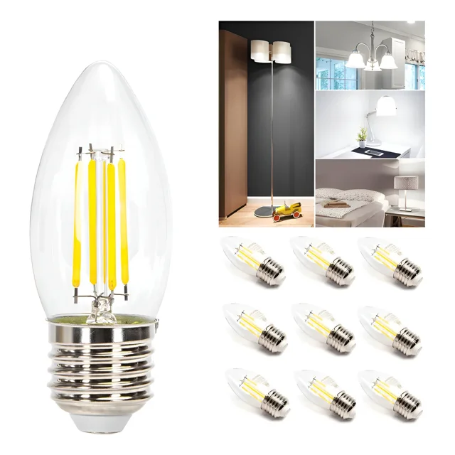 Lampara Foco Vintage Led Ahorrador E27 C35 6w 6500k 10pcs Blanco Frío