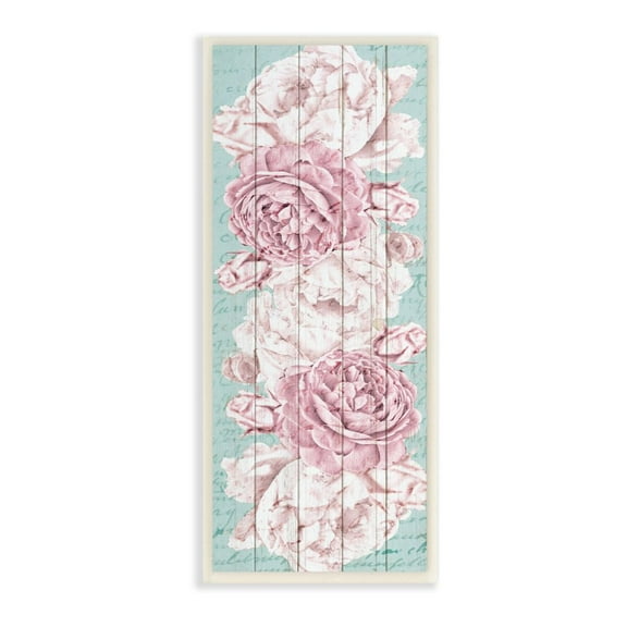 Stupell Industries Flower Bloom Pink Blue Wood Texture Design Wall Plaque by Kim Allen