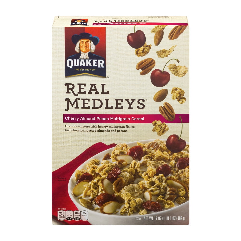 Quaker Real Medleys Cherry Almond Pecan Multigrain Cereal 17 oz. Box