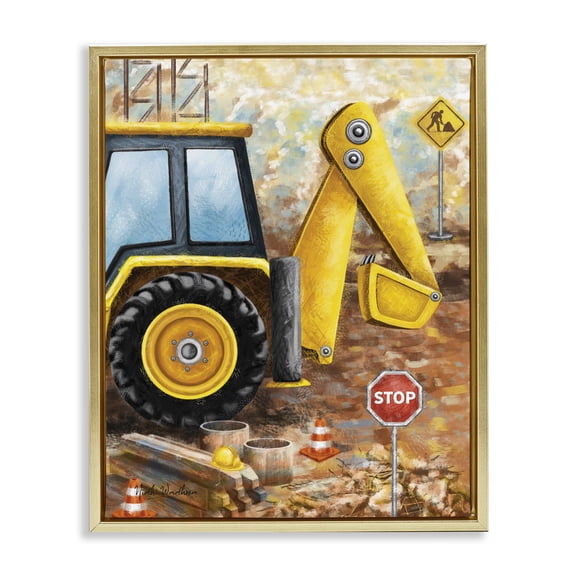 Stupell Industries Contemporary Construction Site Gold Floating Frame Canvas Art, 25 x 31, by Nidhi Wadhwa
