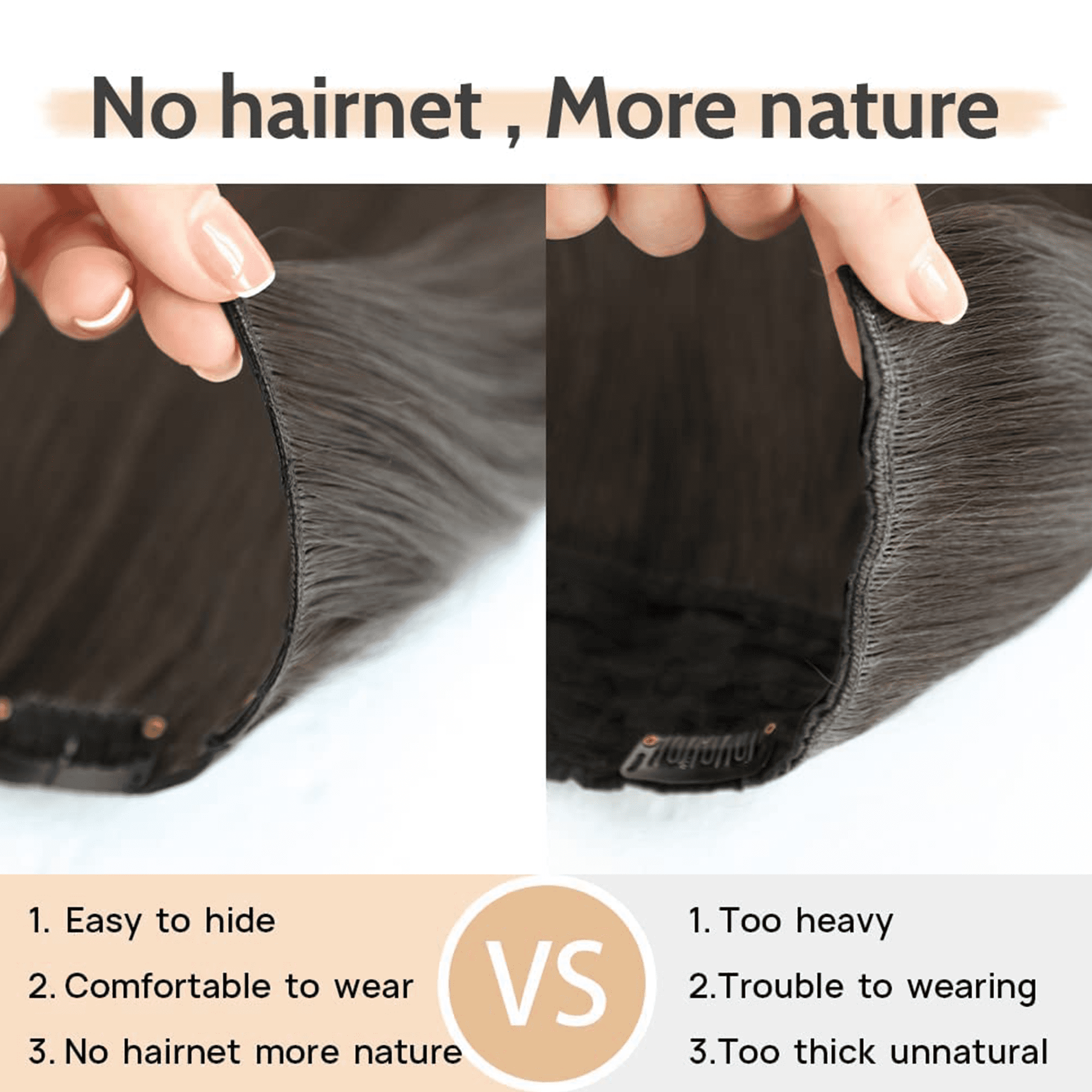 Morovan Elegant 22"(56cm) Longest Straight Natural brown 3/4 Full Head One Piece 5 Clips Clip in Hair Extensions