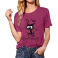 thumbnail image 3 of It's Fine I'm Fine Everything is Fine Funny Cat Printed T-Shirt for Women Short Sleeve Graphic Womens Tee Tops, 3 of 5