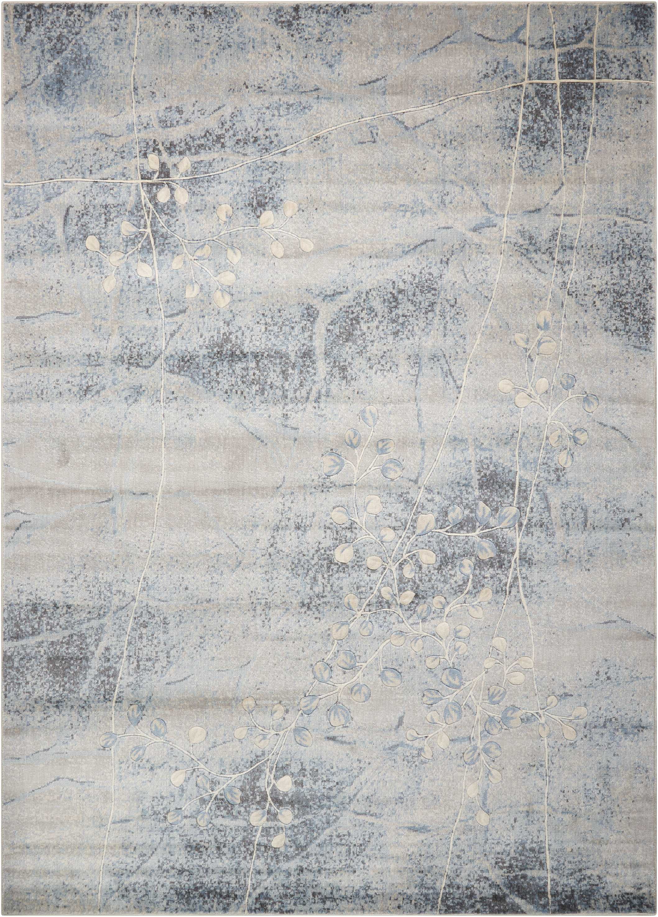 Nourison Somerset Nature Silver/Blue 9'6" x 13' Area Rug, (10x13)