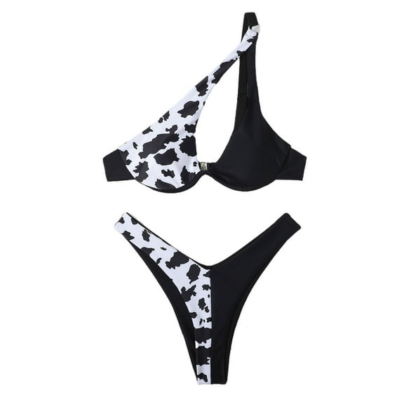 Babysbule Swimsuits for Women Ladies Women's Bathing Suit Split Cow Pattern Printed Bikini Swimsuit