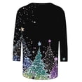 thumbnail image 4 of Amidoa Boat Neck Tops for Women Christmas 3/4 Sleeve Sparkly Blouses Going Out Graphic Tee Woman Shirts M, 4 of 5
